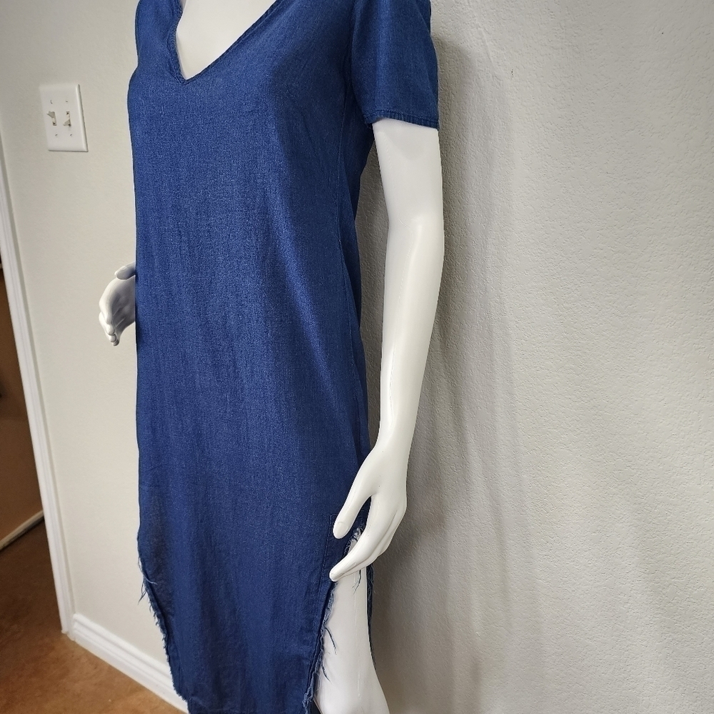Zara Trafaluc Blue Denim Shirt Sleeve Dress Size XS - Picture 5 of 14